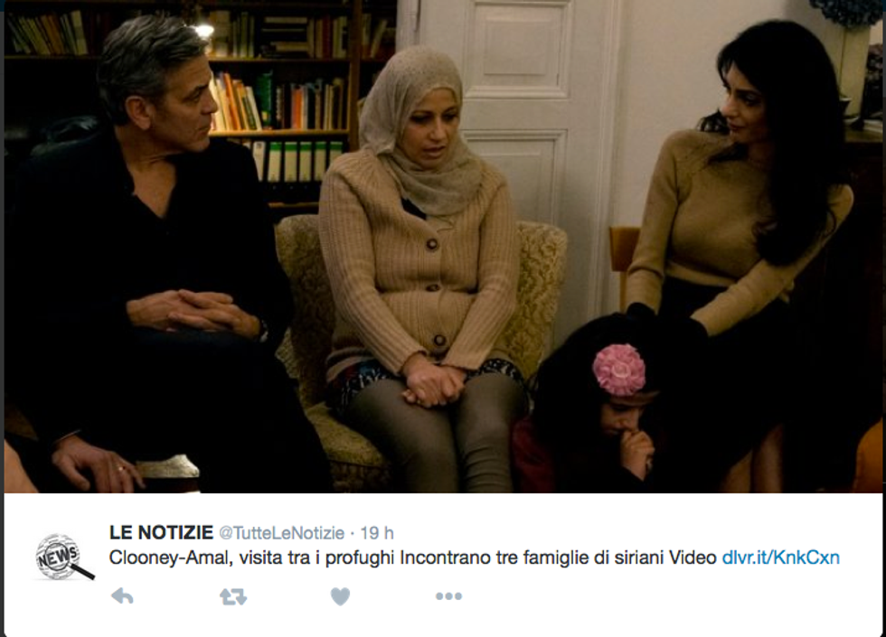 L'incontro tra i Clooney e i profughi siriani