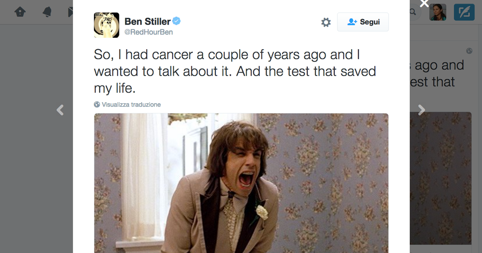 La confessione di Ben Stiller via Twitter