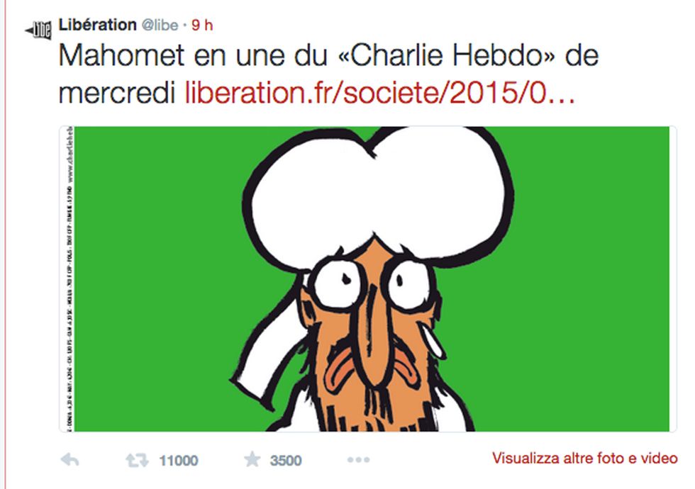 Charlie Hebdo: la nuova copertina con Maometto