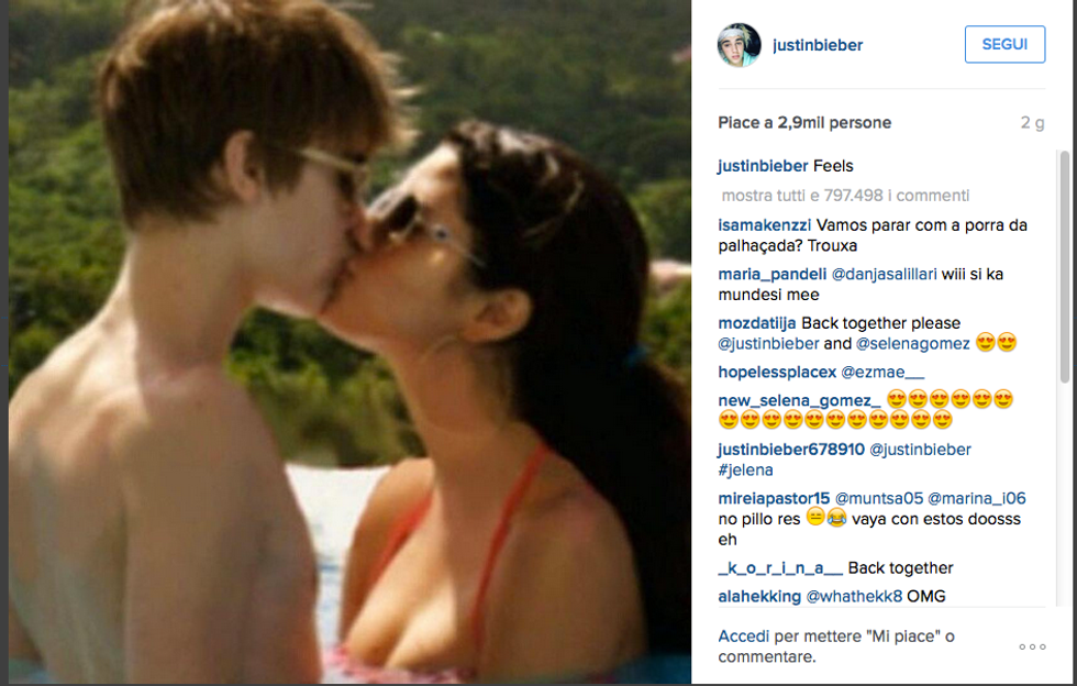 La foto del bacio tra Selena Gomez e Justin Bieber