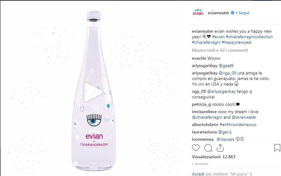La limited edition dell'acqua Evian firmata da Chiara Ferragni