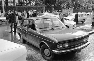 La macchina in via Libertà, luogo dell'agguato in cui è stato ucciso Piersanti Mattarella il 6 gennaio 1980 a Palermo