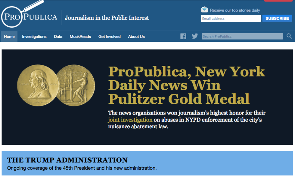 La piattaforma web specializzata in giornalismo investigativo ProPublica è stata premiata per l'inchiesta sugli sgomberi di New York insieme al NY Daily News