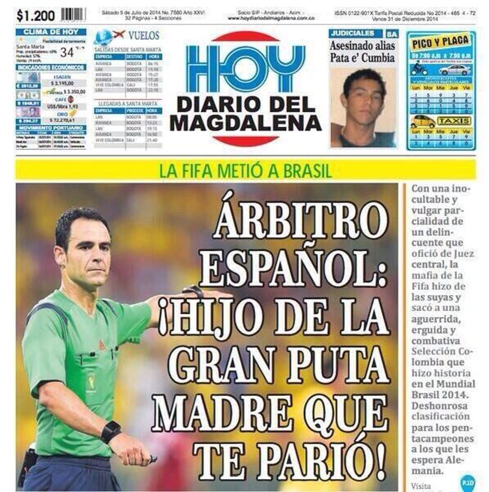 E i giornali in Colombia se la prendono con l'arbitro...