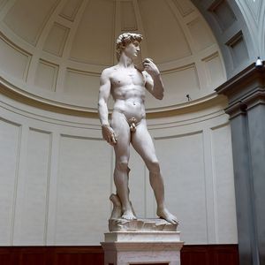 ​Alla Galleria deLL’Accademia di Firenze,  Il David di Michelangelo, scolpito tra 1501 e 1504.