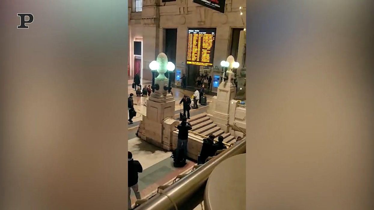 Milano, maiale al guinzaglio in Stazione Centrale | video