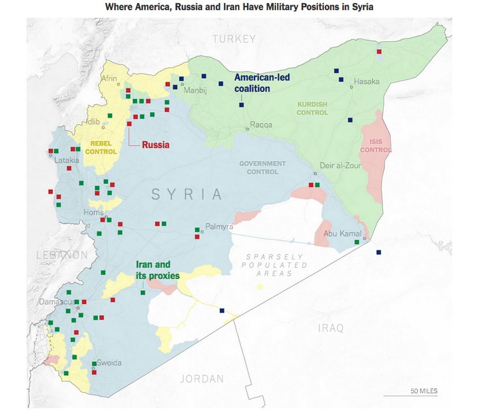 mappa-forze-armate-siria stati uniti russia iran