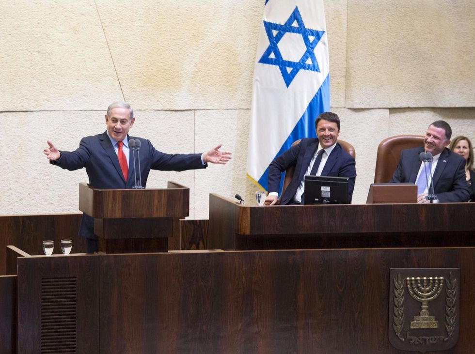 Matteo Renzi alla Knesset, con Benjamin Netanyahu