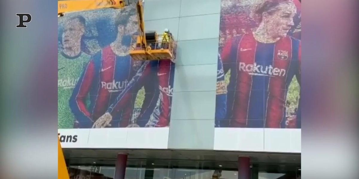 Messi, rimossa la sua foto gigante dal Camp Nou | video