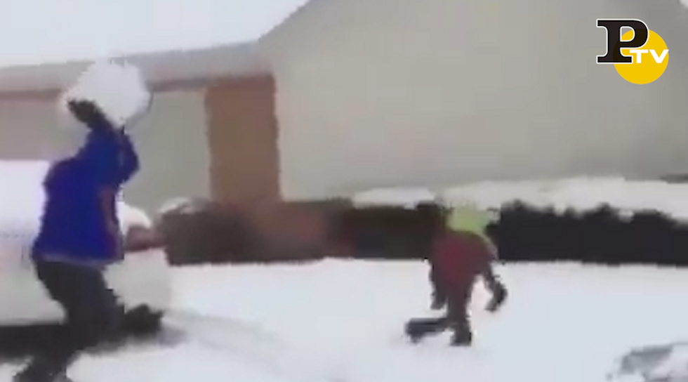 Padre e figlio sulla neve video