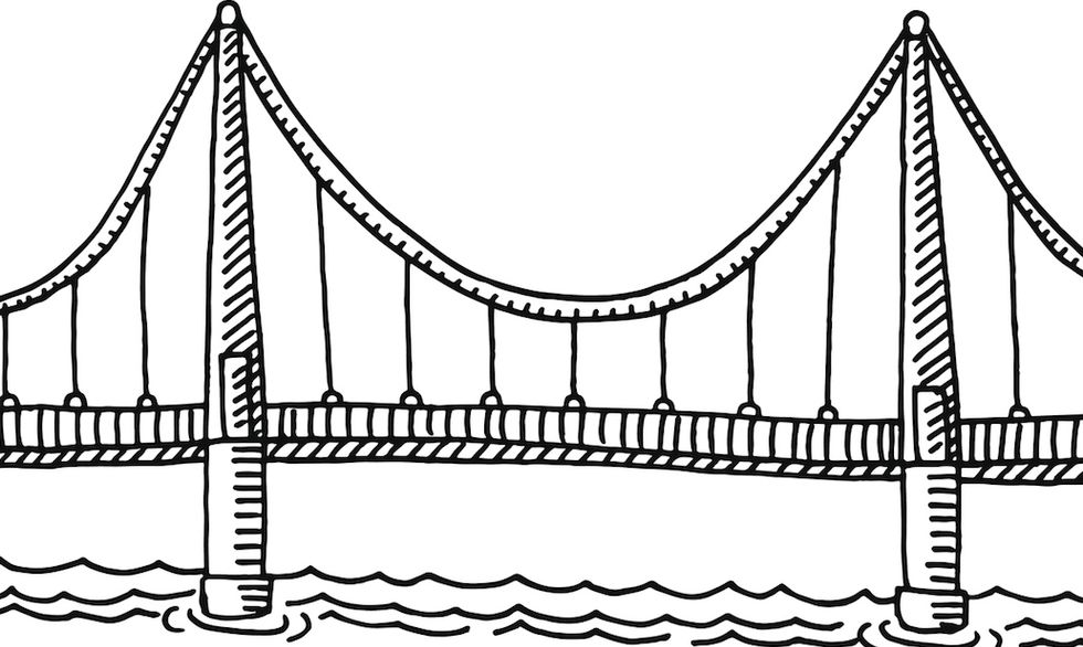 ponte sul fiume disegno