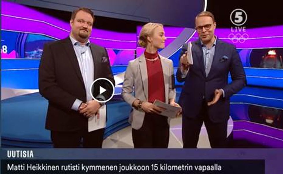 presentatore Olimpiadi finlandia annuncia tv nascita figlia