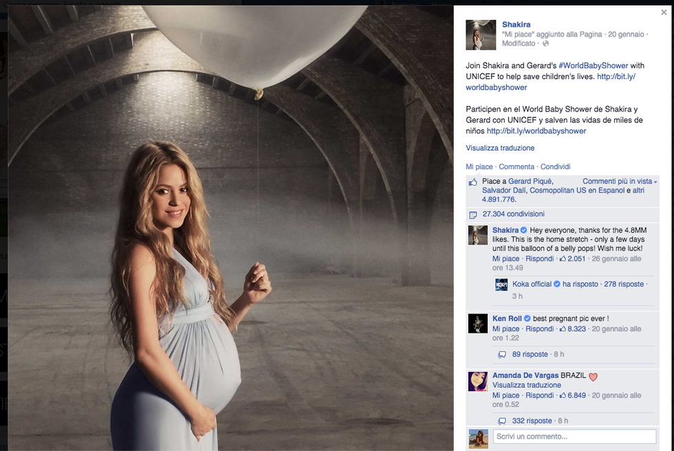 Shakira regina di Facebook