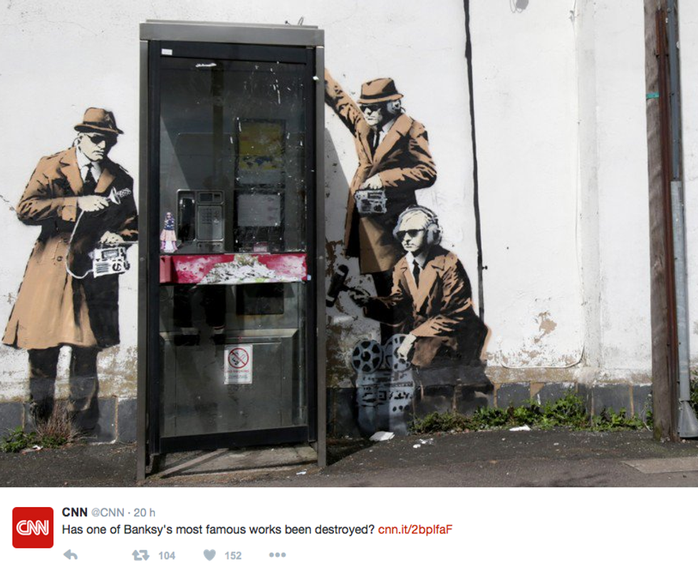 Murale di Banksy distrutto per errore: valeva 1 milione di dollari