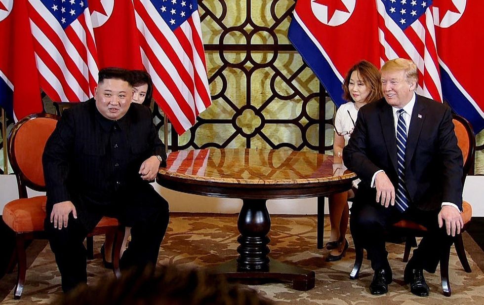 Un'immagine del vertice di Hanoi tra Donald Trump e Kim Jong-un