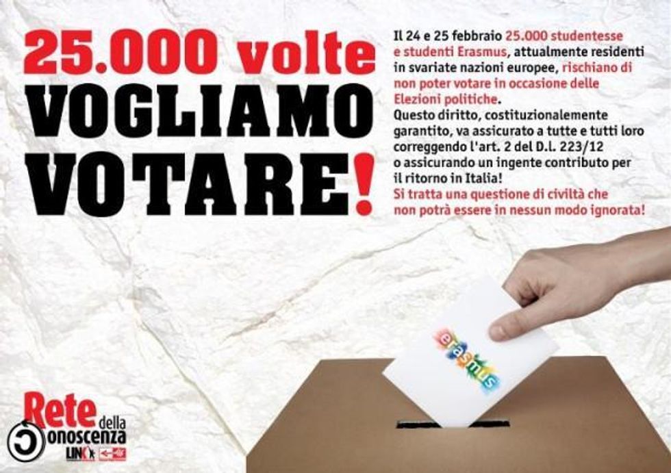 Erasmus student of Italy protest regulations that prevent them from voting