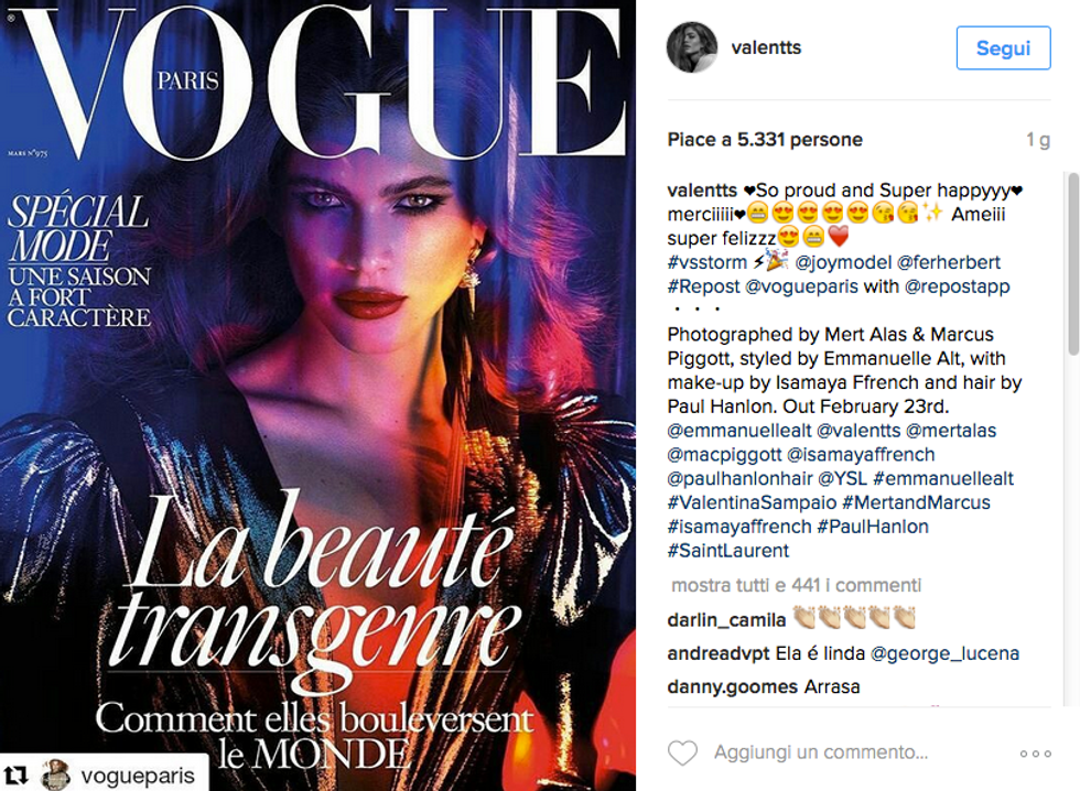 Valentina Sampaio, una modella trans sulla cover di Vogue