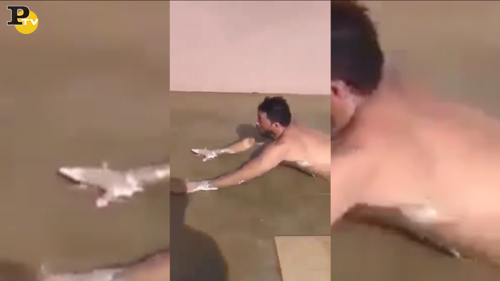 video divertente schianto scivolata acqua saponata