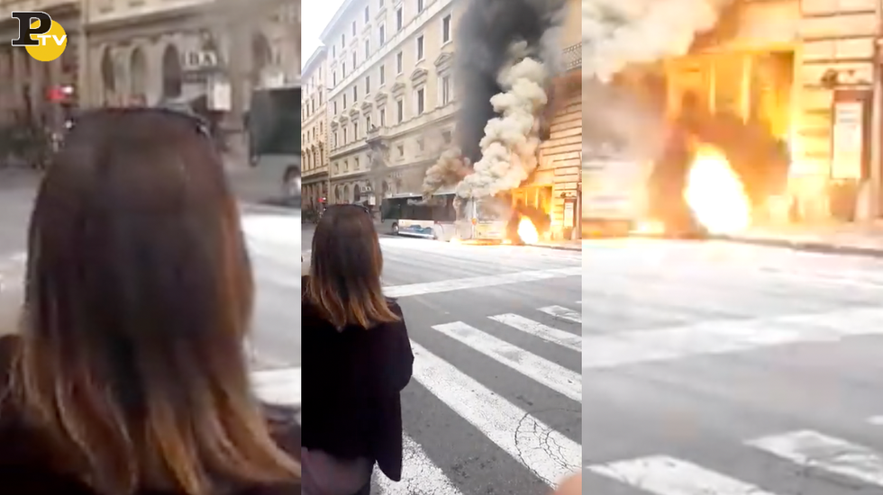 video esplosione autobus via del Tritone Roma