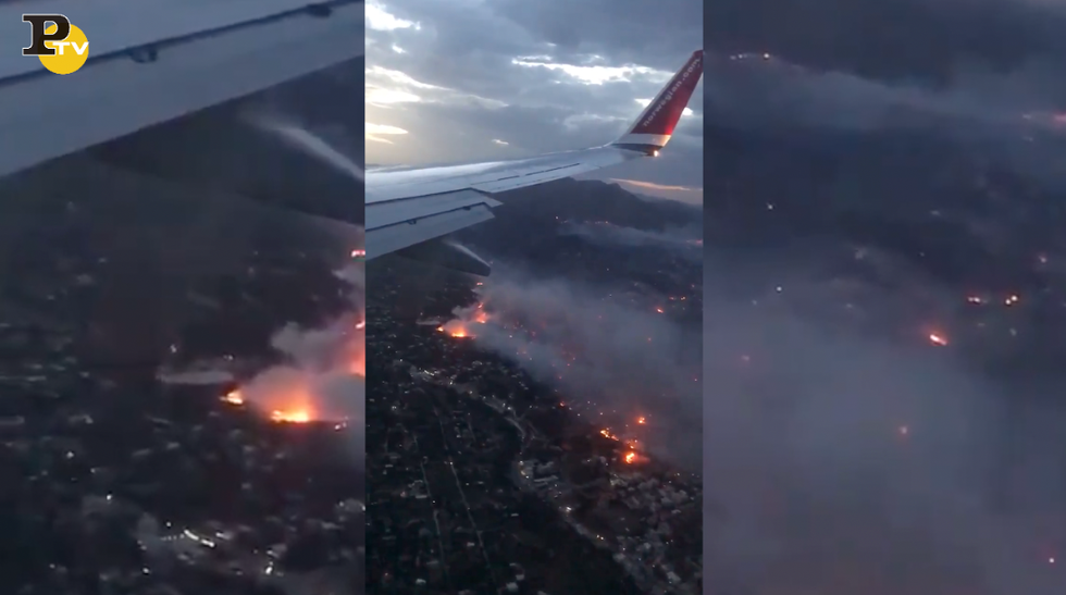 video incendi Atene vista aereo fuoco