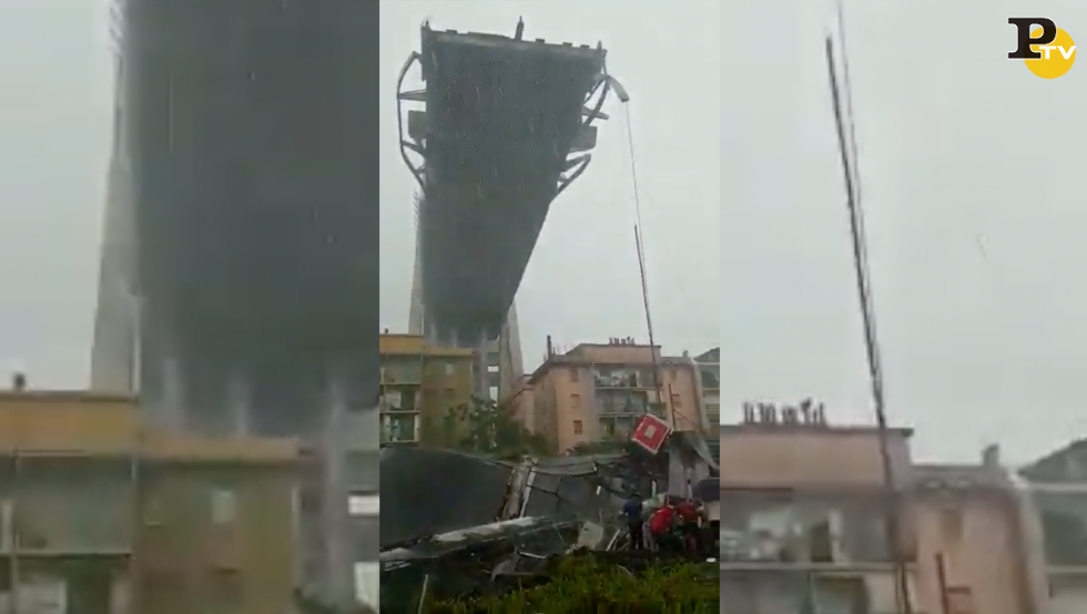 video soccorsi morti feriti sotto ponte crollo Genova video