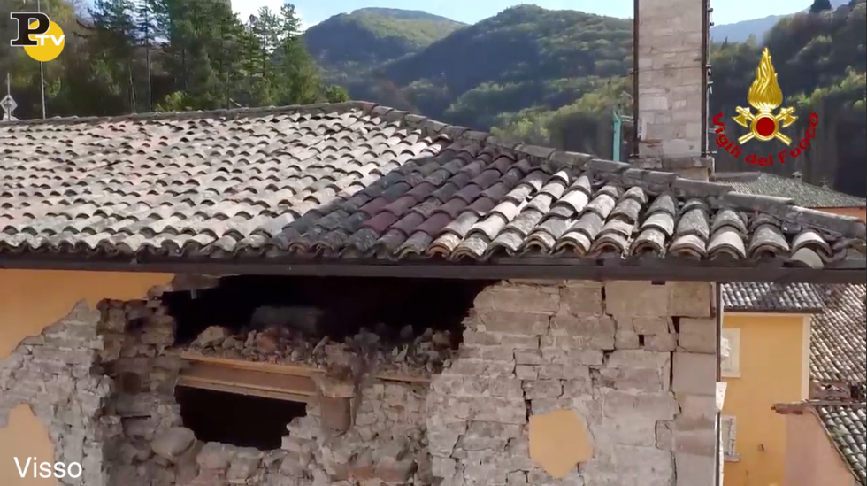 video visso terremoto marche drone