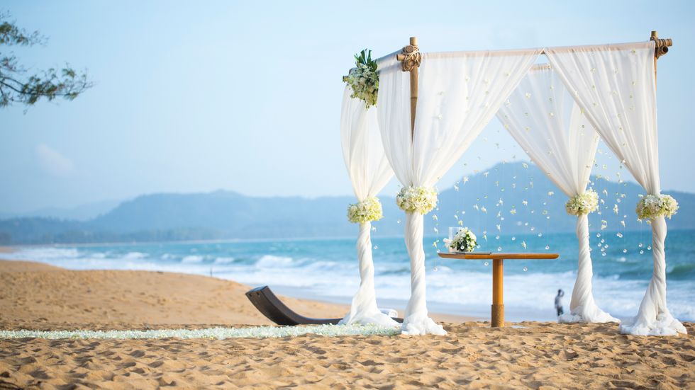 wedding setting on the beach