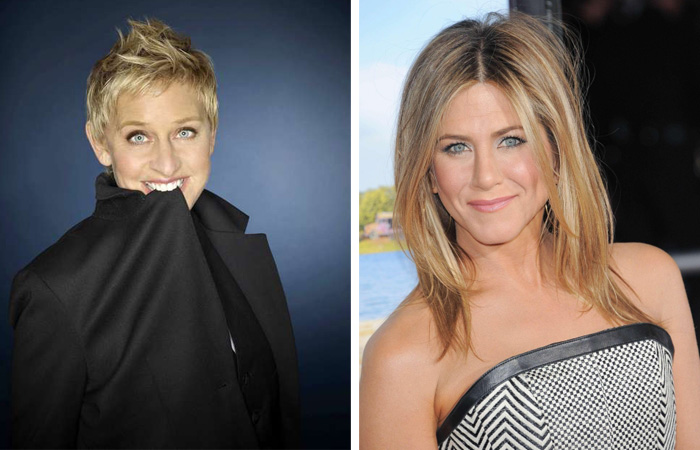 Ellen DeGeneres rifà il look a Jennifer Aniston Ellen DeGeneres rifà il look a Jennifer Aniston