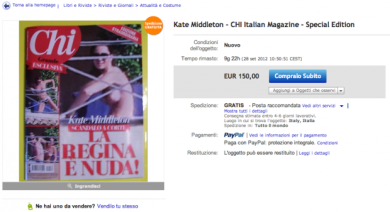 Il nudo di Kate in vendita su internet