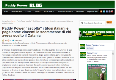 Il “Justice Payout” arriva in Italia: Paddy Power paga anche chi ha puntato sul Catania