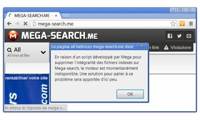 Mega, file rimossi e prima chiusura per un motore di ricerca non autorizzato