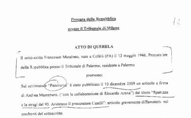 Caso Mulé: la querela di Francesco Messineo