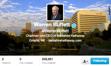 Warren Buffett su Twitter: ora ci sono anch’io