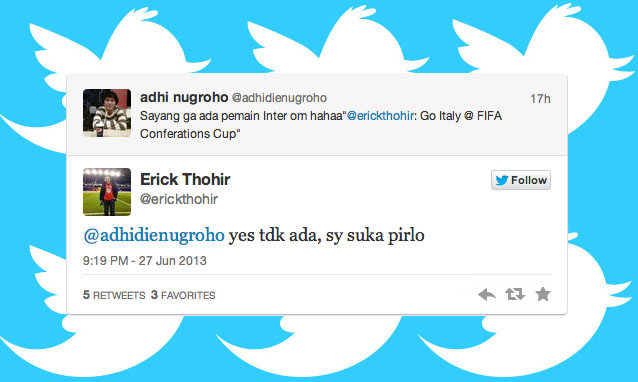 Thohir ed il “suka” Pirlo Thohir ed il “suka” Pirlo