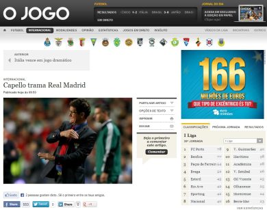 O Jogo: Il Real Madrid vira su Capello