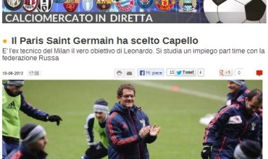 Confermata l’indiscrezione di Panorama: Capello al Psg