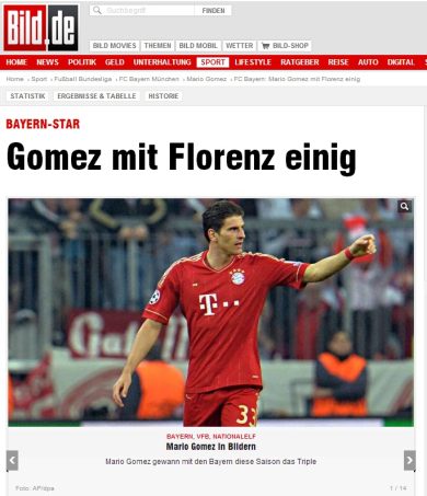 La Bild: “Mario Gomez andrà alla Fiorentina”