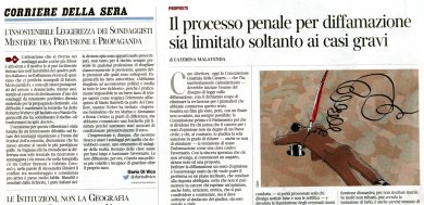 Il processo penale per diffamazione sia limitato solo ai casi gravi