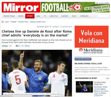 De Rossi – Chelsea, si fa sul serio