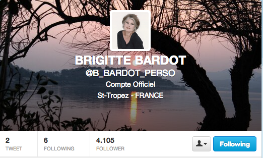 Brigitte Bardot sbarca su Twitter Brigitte Bardot sbarca su Twitter
