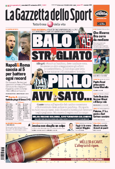 RASSEGNA – L’ira di Allegri e Conte