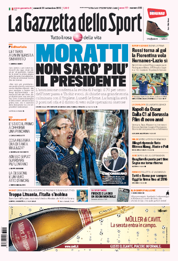 RASSEGNA – La fine dell’era Moratti RASSEGNA – La fine dell’era Moratti