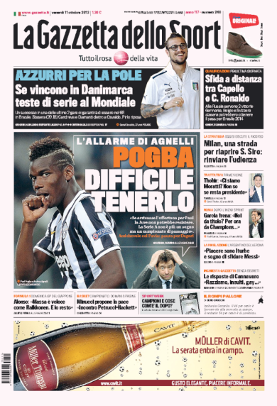 RASSEGNA – L’allarme Pogba