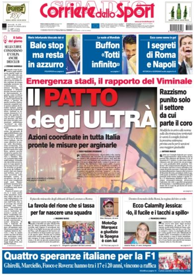 RASSEGNA – Calcio e ultras, scontro finale