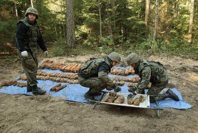 Munizioni della II Guerra mondiale nei boschi della Polonia