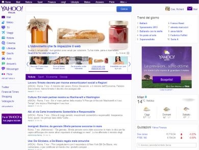 Yahoo! rivede la homepage: ora tutto è a distanza di un clic