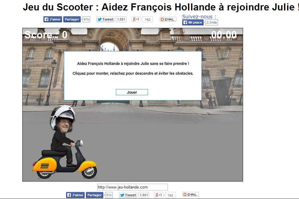 Hollande, il tradimento diventa un gioco online Hollande, il tradimento diventa un gioco online