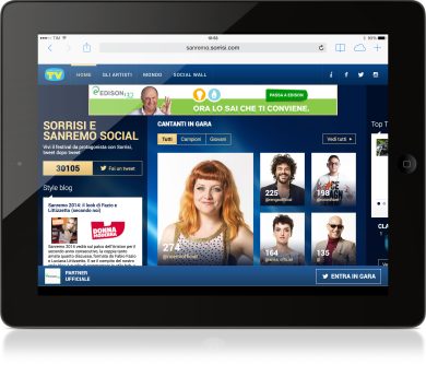 Sanremo 2014: “Tv Sorrisi e Canzoni” premia il cantante più amato grazie ad un’app