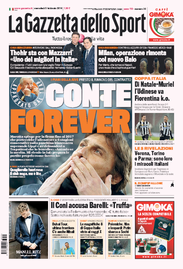 RASSEGNA – Il giorno di Conte e Mazzarri RASSEGNA – Il giorno di Conte e Mazzarri