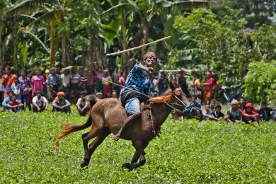 La Pasola, battaglia rituale a cavallo in Indonesia